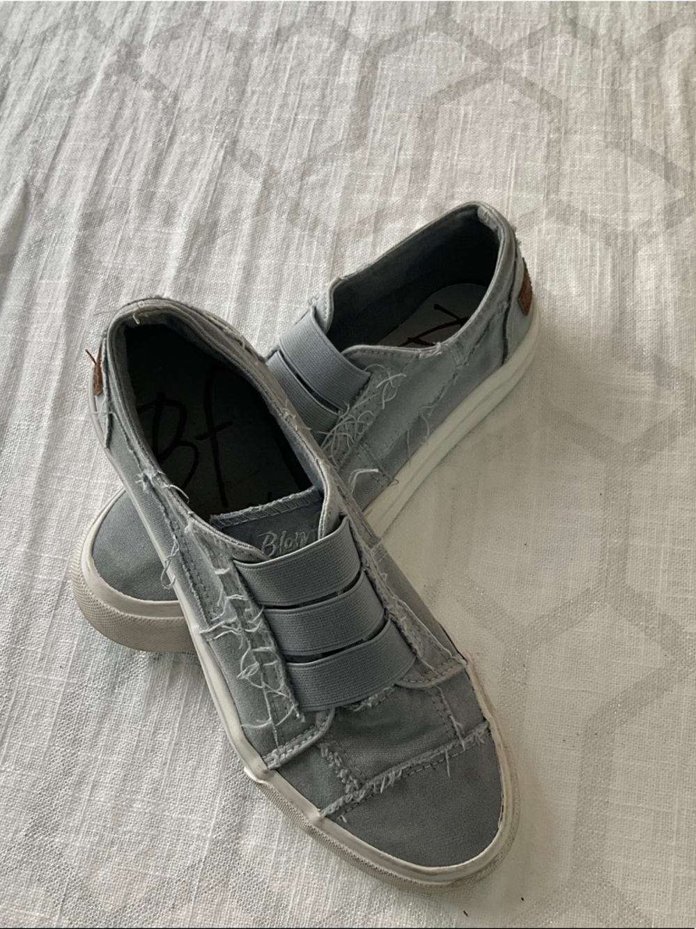 Blowfish Light Blue Denim/Gray Distressed Slip-On Sneakers